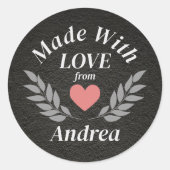 Made with Liebe Individuelle Name Runder Aufkleber (Vorderseite)