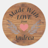 Made with Liebe Individuelle Name Runder Aufkleber (Vorderseite)