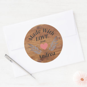 Made with Liebe Individuelle Name Runder Aufkleber