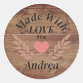 Made with Liebe Individuelle Name Runder Aufkleber (Vorderseite)