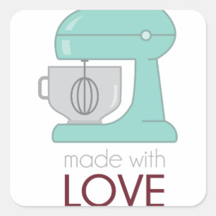 Made with Liebe Kitchen Mixer Quadratischer Aufkleber