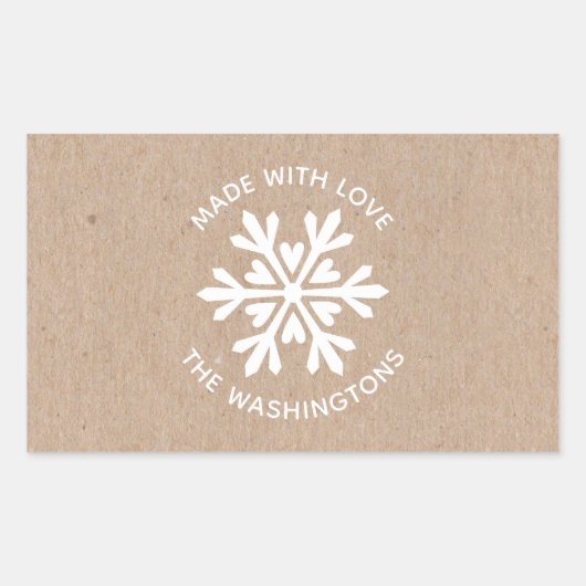Made with Liebe Kraft Christmas Snowflake Label Rechteckiger Aufkleber (Vorderseite)
