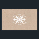 Made with Liebe Kraft Christmas Snowflake Label Rechteckiger Aufkleber<br><div class="desc">Ein Kraftpapier und weißes Schneeflocke mit dem Wort,  Made with Liebe. Personalisieren Sie es mit Ihrem Familiennamen oder Firmennamen. Spaß für die hausgemachten oder handgefertigten Weihnachtsnachbarn Leckereien und Geschenke,  oder für Ihr Handwerk. Entworfen für Sie von BlackBerry Boulevard.</div>