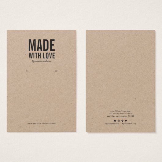 Made with Liebe Kraft Earring Display Card (Vorne & Hinten)