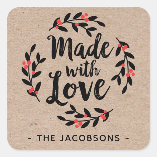 Made with Liebe Kraft Rustic Square Sticker (Vorderseite)
