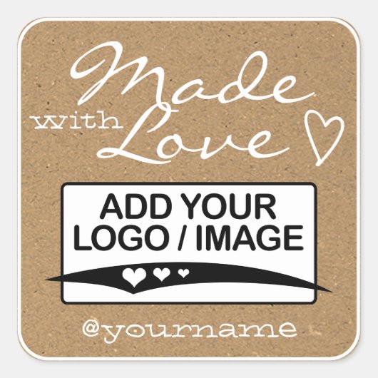 Made with Liebe Labels Logo Template Paper Quadratischer Aufkleber (Vorderseite)