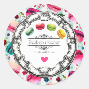 Made with Liebe Macarons Konditorei Backen Runder Aufkleber