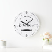 Made with Liebe Modern White Individuelle Name Küc Große Wanduhr (Zuhause)