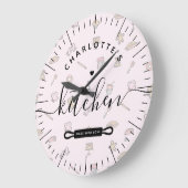Made with Liebe Moderne rosa Bäckerei Muster Küche Große Wanduhr (Winkel)