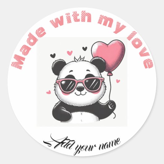 Made with Liebe panda Runder Aufkleber (Vorderseite)