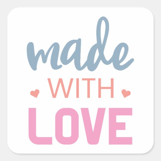 Made with Liebe Quadratischer Aufkleber (Vorderseite)