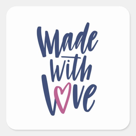 Made with Liebe Quadratischer Aufkleber (Vorderseite)