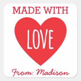 Made with Liebe Quadratischer Aufkleber