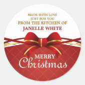 Made with Liebe Red Bow Runder Aufkleber (Vorderseite)