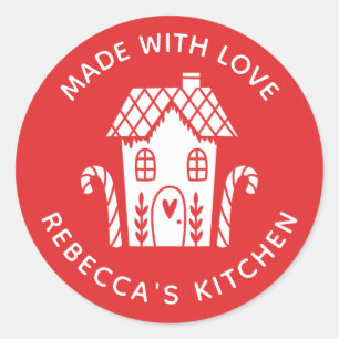 Made with Liebe Red Christmas Classic Round Stick Runder Aufkleber