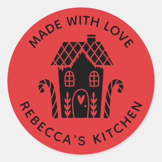 Made with Liebe Red Christmas Runder Aufkleber (Vorderseite)