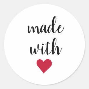 Made with Liebe Red Heart Runder Aufkleber