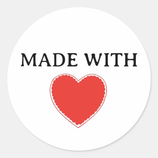 Made with Liebe Red Heart Runder Aufkleber (Vorderseite)