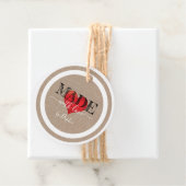 Made with Liebe Script Red Heart on Linen Texture Geschenkanhänger (Beispiel)