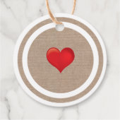 Made with Liebe Script Red Heart on Linen Texture Geschenkanhänger (Rückseite)