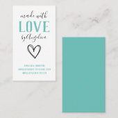 Made with Liebe Script Turquoise Heart Visitenkarte (Vorne/Hinten)