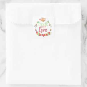 Made with Liebe Small Business Quadratischer Aufkleber