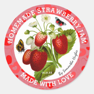 Made with Liebe Strawberry Jam Labels Runder Aufkleber