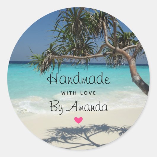 Made with Liebe Sunny Tropical Beach Paradise Runder Aufkleber (Vorderseite)