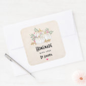 Made with Liebe White and Gold Pumpkins Wasserfarb Quadratischer Aufkleber (Umschlag)