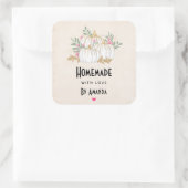 Made with Liebe White and Gold Pumpkins Wasserfarb Quadratischer Aufkleber (Tasche)
