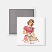 Made With Love and Cussing Housewife Illustration  Magnet (Vorderseite/Rückseite)