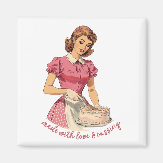 Made With Love and Cussing Housewife Illustration  Magnet (Vorne)