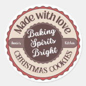 Made with Love Baking Spirits Bright Christmas Runder Aufkleber (Vorderseite)