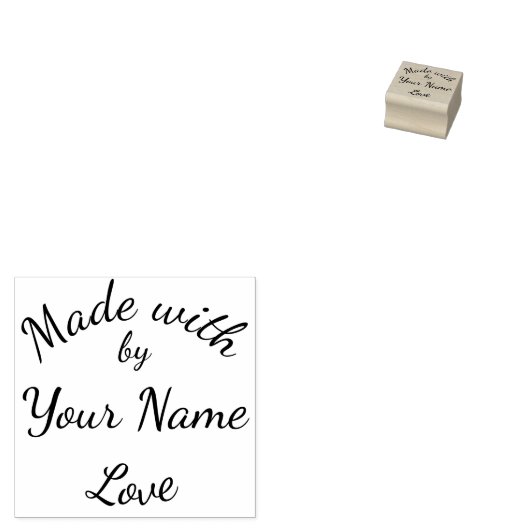 Made With Love By Custom Name Simple Cursive Gummistempel (Stempel)