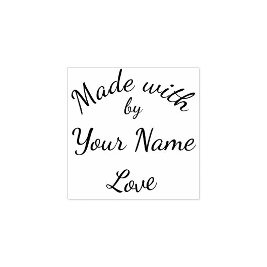 Made With Love By Custom Name Simple Cursive Gummistempel (Prägung)