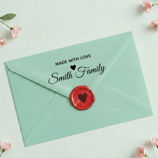 Made With Love Family Name Custom Label Stamp Permastempel