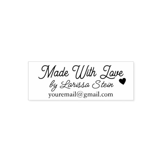 Made With Love Hand-Written Name B&W Permastempel (Design)