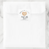 Made with Love Heart Biscuit Bakery Product Quadratischer Aufkleber (Tasche)