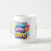 Made with Love – Minimalist Heart Typography Kaffeetasse (Vorderseite Links)