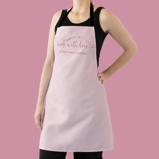 Made with Love Minimalist Pink Script Bakery Schürze