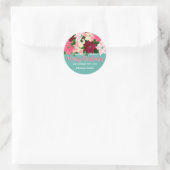 Made with Love - Pink Poinsettias Weihnachten Runder Aufkleber (Tasche)