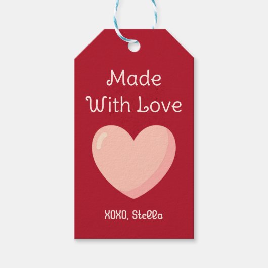 Made With Love Valentine Gift Tag Geschenkanhänger (Vorderseite)