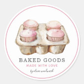 Made With Love Watercolor Baked Goods Runder Aufkleber (Vorderseite)