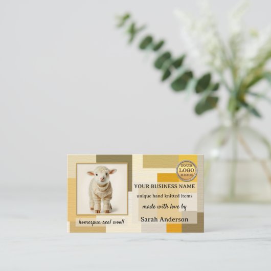Made with Love Wool Knitting Crafts Visitenkarte (Stehend Vorderseite)