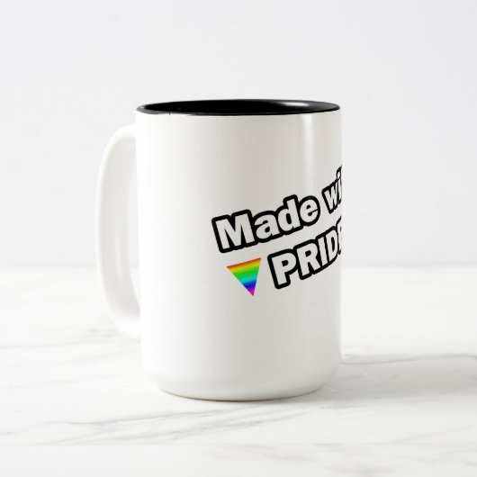 Made with Pride Zweifarbige Tasse (Vorderseite Links)