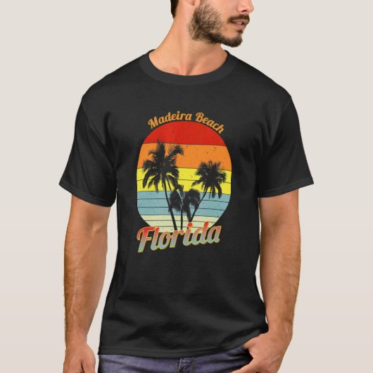 Madeira Beach Florida Retro Tropical Palmen Va T-Shirt (Vorderseite)