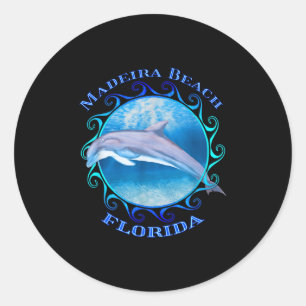 Madeira Beach Florida Urlaub Souvenir Dolphin Runder Aufkleber