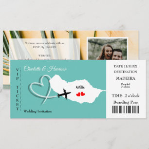 Madeira Hochzeitsziel Ticket Bordkarte Einladung
