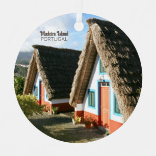 Madeira Island Foto mit typischen Häusern, Portuga Ornament Aus Metall