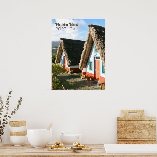 Madeira Island Foto mit typischen Häusern, Portuga Poster (Küche)